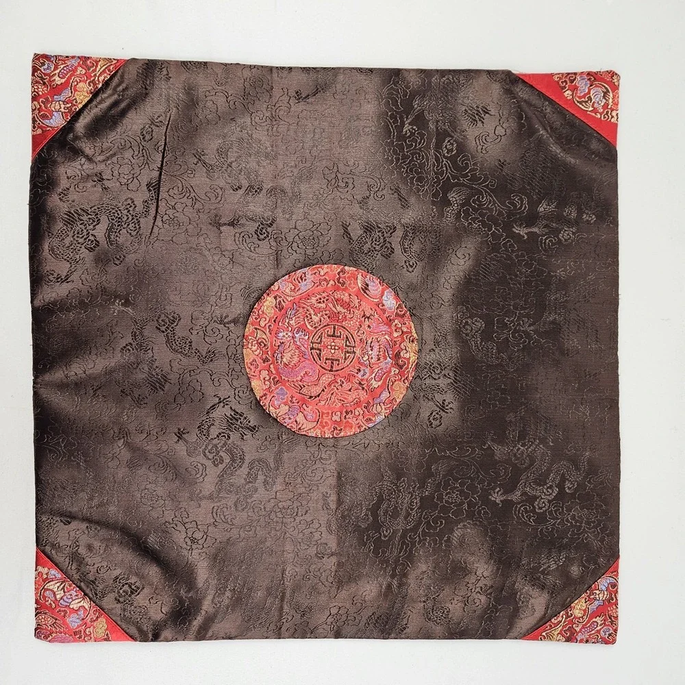 Vintage Chinese Silk Pillow Cover Tapestry 16